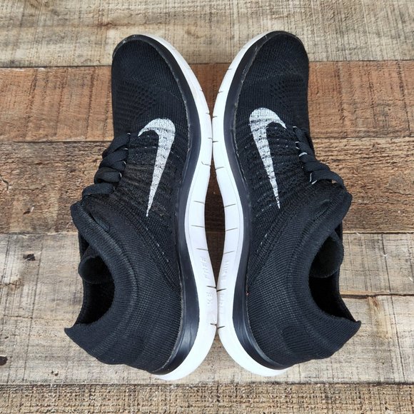 Nike Free 4.0 Flyknit Women Sz 6 Running Shoes Sneaker Black White Athletic - Picture 7 of 9